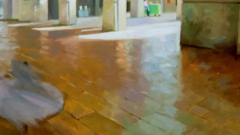 Una de las obras de Ben Lustenhouwer, pintor holandés que expone en la oficina de Caixa Popular del centro de València. Una de las obras de Ben Lustenhouwer, pintor holandés que expone en la oficina de Caixa Popular del centro de València.