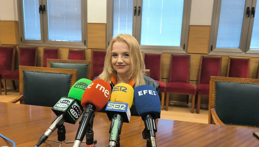 Pilar Astray durante la rueda de prensa que ha ofrecido en la Audiencia de Ciudad Real Pilar Astray durante la rueda de prensa que ha ofrecido en la Audiencia de Ciudad Real