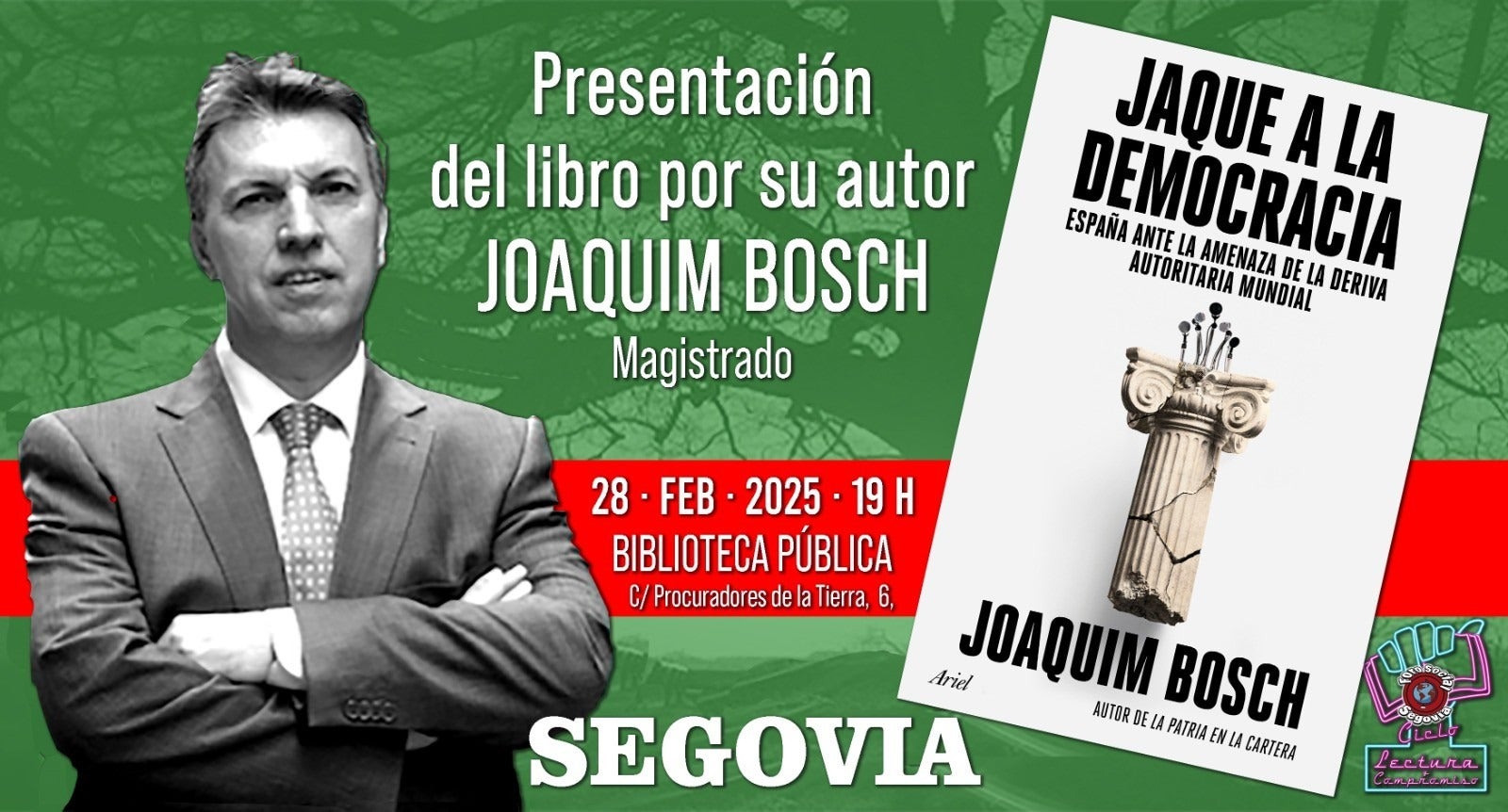 El Foro Social presenta el sábado ‘Jaque a la democracia’, con la presencia de Joaquim Bosch El Foro Social presenta el sábado ‘Jaque a la democracia’, con la presencia de Joaquim Bosch