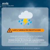 La Comunidad Valenciana eleva la alerta por precipitaciones a nivel naranja