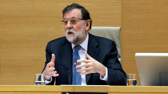 El expresidente del Gobierno Mariano Rajoy durante su comparecencia/ EFE/ JJ. Guill&eacute;n