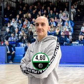 Javier Carrasco, entrenador del Kolossos Rodou BC. Javier Carrasco, entrenador del Kolossos Rodou BC.