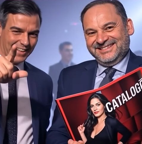 El nuevo vídeo del PP hecho con IA que muestra a Sánchez y Ábalos con un catálogo de mujeres El nuevo vídeo del PP hecho con IA que muestra a Sánchez y Ábalos con un catálogo de mujeres