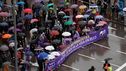 Vista de la manifestación convocada por la Comisión 8M del movimiento feminista de Madrid. Vista de la manifestación convocada por la Comisión 8M del movimiento feminista de Madrid.