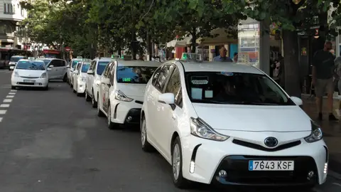 Taxistas en una parada paros