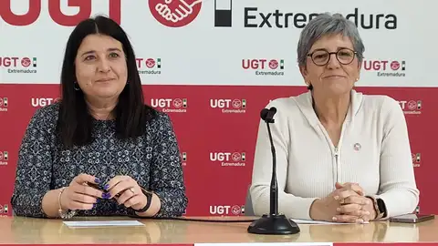 La secretaria de Organización y Formación de UGT Extremadura, María José Pastor, y la secretaria general de UGT Extremadura, Patrocinio Sánchez, presentan el X Congreso Regional. La secretaria de Organización y Formación de UGT Extremadura, María José Pastor, y la secretaria general de UGT Extremadura, Patrocinio Sánchez, presentan el X Congreso Regional.