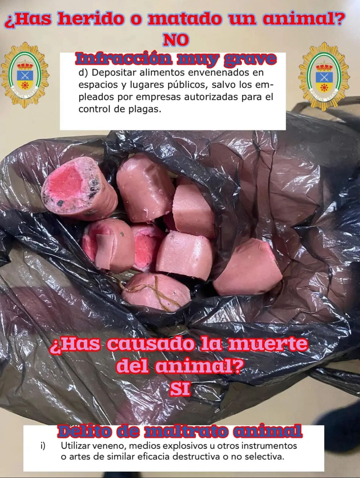 Detectan la presencia de salchichas envenenadas con veneno para ratas en un parque de Maracena Detectan la presencia de salchichas envenenadas con veneno para ratas en un parque de Maracena