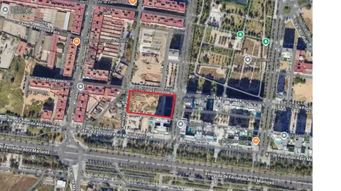 En rojo, parcela donde se situará la IDE malilla