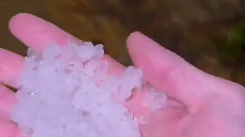 El granizo ha descargado con fuerza en la pedanía de Los Arenales del Sol de Elche. El granizo ha descargado con fuerzo en Los Arenales del Sol de Elche