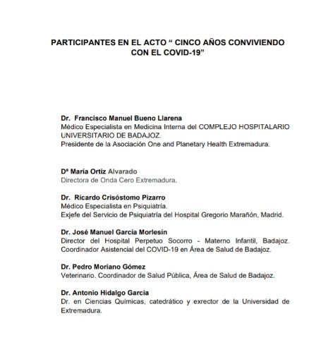 Badajoz acoge este lunes el evento “Cinco años conviviendo con el Covid-19” para analizar desde diversas vertientes el lustro del Covid Badajoz acoge este lunes el evento “Cinco años conviviendo con el Covid-19” para analizar desde diversas vertientes el lustro del Covid