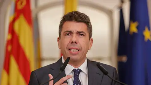 El president de la Generalitat, Carlos Mazón, durante su comparecencia. El president de la Generalitat, Carlos Mazón, durante su comparecencia.