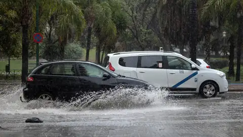 Zona con lluvia en Málaga por la borrasca Laurence. Zona con lluvia en Málaga por la borrasca Laurence.