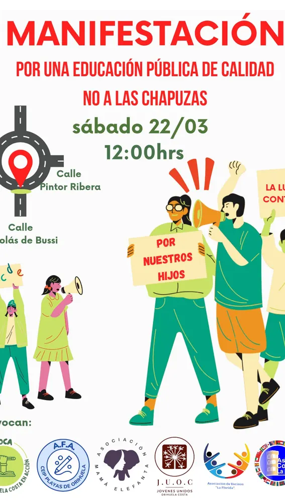 Vecinos de Orihuela Costa convocan para este sábado una manifestación 'Por una Educación pública de calidad. No a las chapuzas' Vecinos de Orihuela Costa convocan para este sábado una manifestación 'Por una Educación pública de calidad. No a las chapuzas'