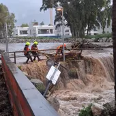 Desbordamiento río Gudaíza en desembocadura Desbordamiento río Gudaíza en desembocadura