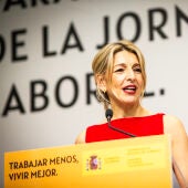 Yolanda Díaz, líder de Sumar, en un acte en defensa de la reducció de jornada
