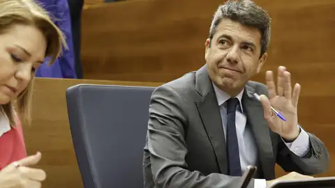 El 'president' de la Generalitat, Carlos Mazón, en la sesión de control este miércoles en Les Corts - El 'president' de la Generalitat, Carlos Mazón, en la sesión de control este miércoles en Les Corts -