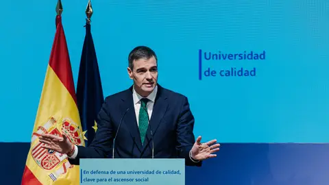 Pedro Sánchez, presidente del Gobierno, durante el acto 'En defensa de una universidad de calidad, clave para el ascensor social' Pedro Sánchez, presidente del Gobierno, durante el acto 'En defensa de una universidad de calidad, clave para el ascensor social'