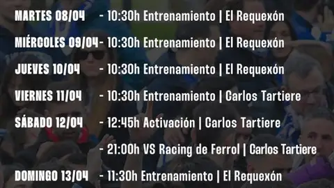 Plan de trabajo del Oviedo del 7 al 13 de abril Plan de trabajo del Oviedo del 7 al 13 de abril