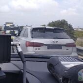 Vehículo infractor que circulaba con un turismo de alta cilindrada que superaba en más del doble la velocidad máxima permitida