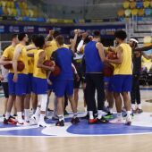Jugadores del CB Gran Canaria tras un entrenamiento