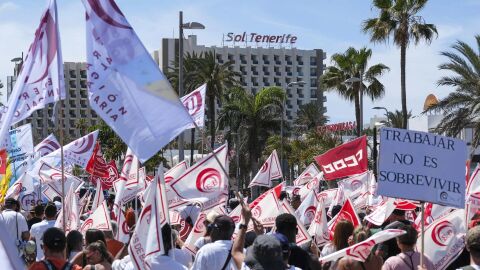 Imagen de la huelga de trabajadores del turismo en Tenerife