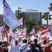 Imagen de la huelga de trabajadores del turismo en Tenerife