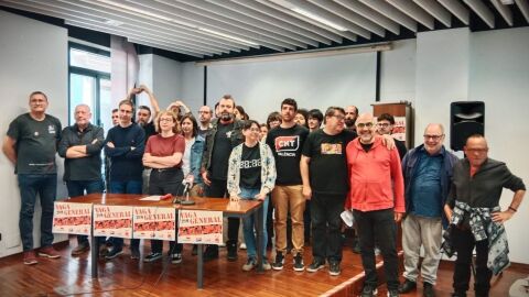 Acto de convocatoria de huelga general en la Comunitat Valenciana para el veintinueve de mayo