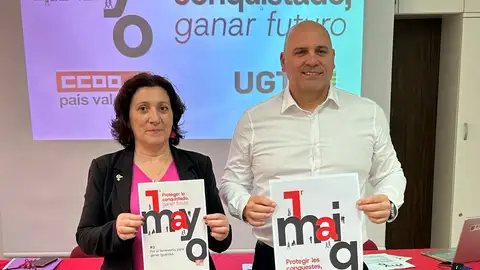 Carmen Palomar (CCOO) e Ismael Senent (UGT). Carmen Palomar (CCOO) e Ismael Senent (UGT).