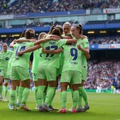 Las jugadoras del Barça celebran uno de los goles ante el Chelsea en Stamford Bridge Las jugadoras del Barça celebran uno de los goles ante el Chelsea en Stamford Bridge