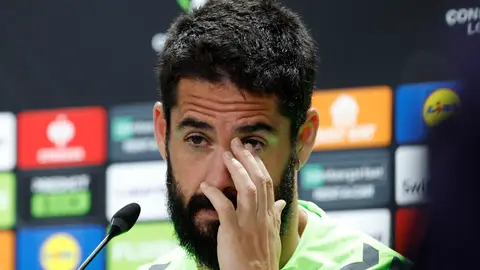 Isco Alarcón, en la sala de prensa del Estadio Benito Villamarín. Isco Alarcón, en la sala de prensa del Estadio Benito Villamarín.