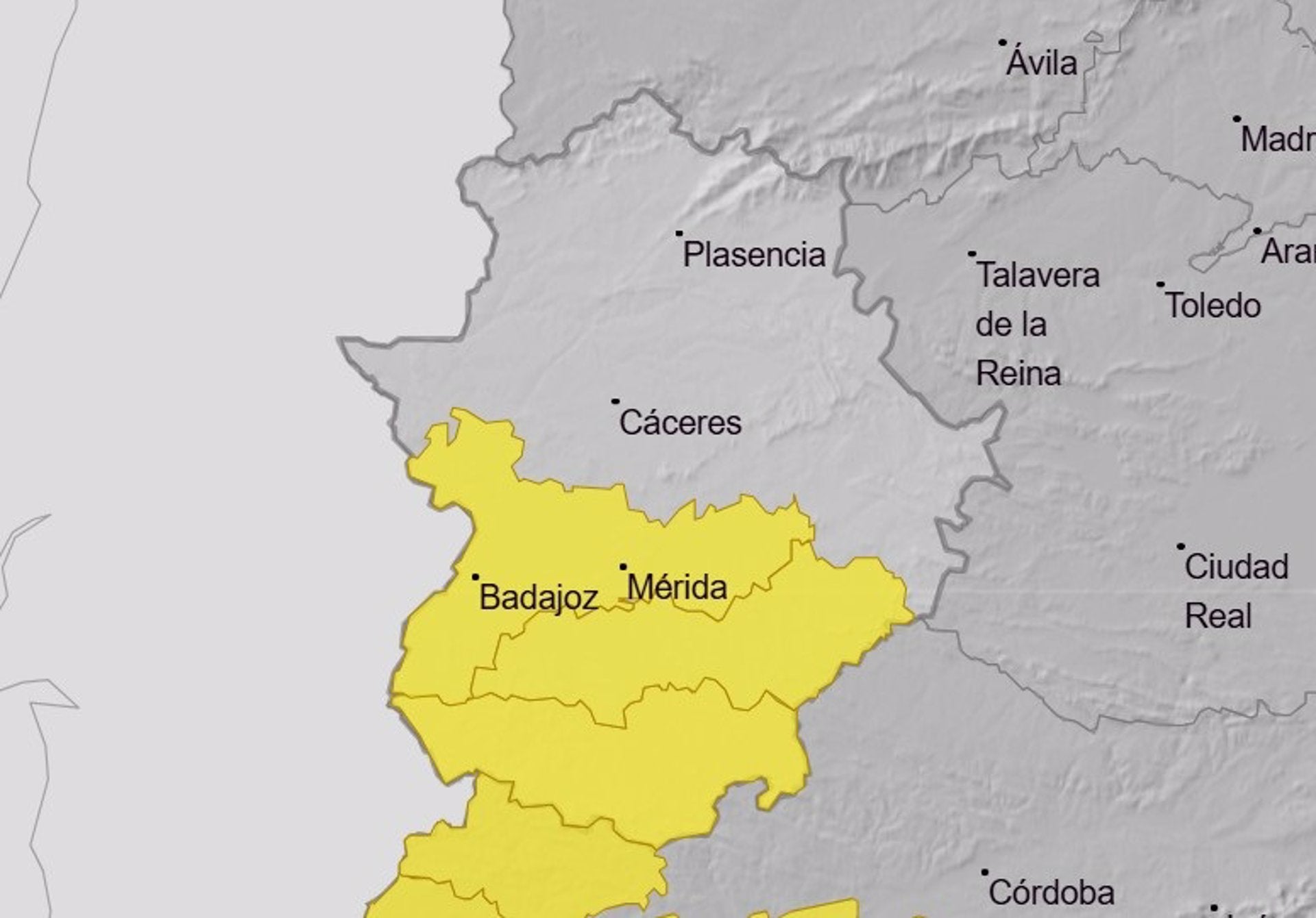 Gran parte de la provincia de Badajoz tendrá este miércoles aviso amarillo por lluvias Gran parte de la provincia de Badajoz tendrá este miércoles aviso amarillo por lluvias