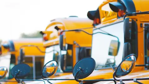 El sorprendente motivo por el que han despedido a un conductor de autobús después de 17 años de servicio Autobuses escolares aparcados