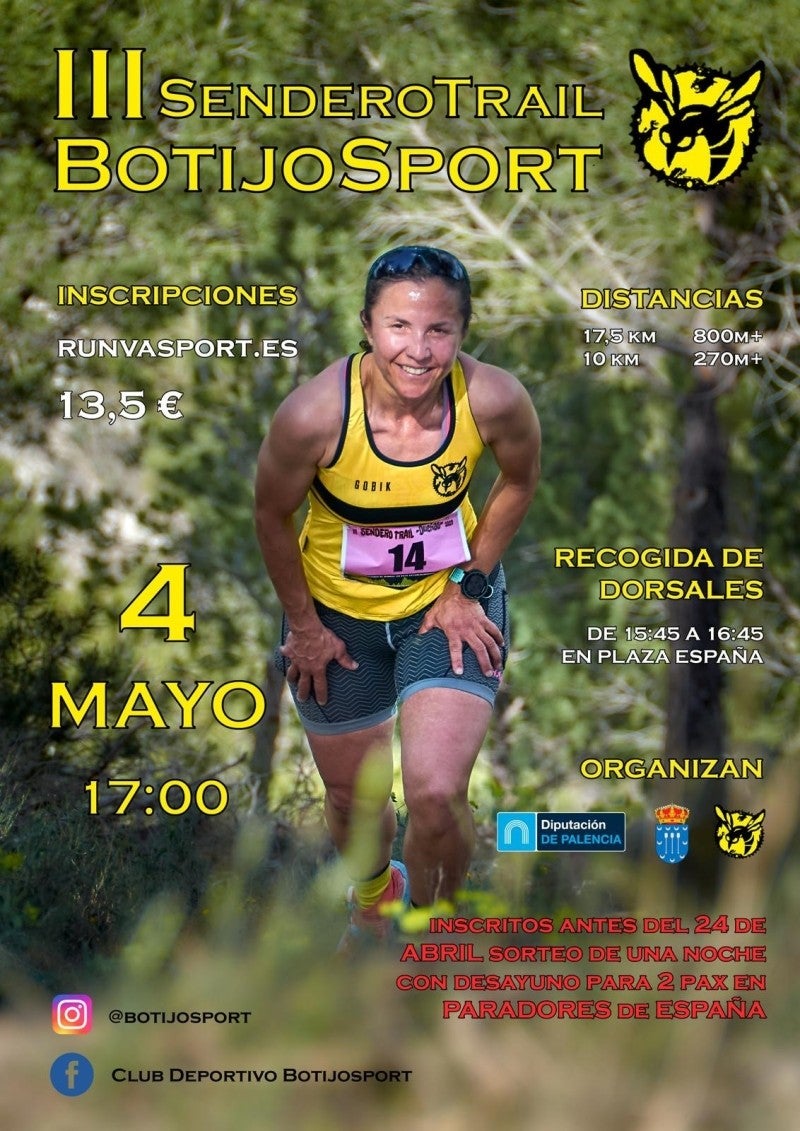 El 4 de mayo llega a Dueñas la III prueba puntuable del ‘Palencia Trail Series’ con la IV edición del ‘Sendero Trail Botijosport’ El 4 de mayo llega a Dueñas la III prueba puntuable del ‘Palencia Trail Series’ con la IV edición del ‘Sendero Trail Botijosport’
