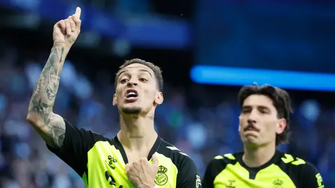 Antony celebra su gol decisivo al Espanyol. Antony celebra su gol decisivo al Espanyol.