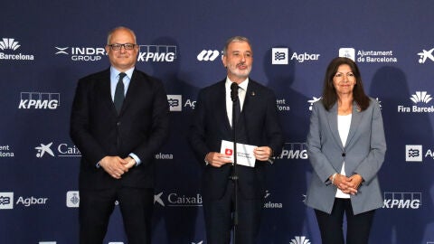 L'alcalde de Roma, Roberto Gualtieri; el de Barcelona, Jaume Collboni, i l'alcaldessa de Par&iacute;s, Anne Hidalgo