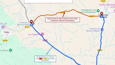 La carretera BA-071 de Fuente del Maestre a Feria permanecerá cortada desde el 11 de mayo al 7 de junio La carretera BA-071 de Fuente del Maestre a Feria permanecerá cortada desde el 11 de mayo al 7 de junio