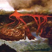 Recreación de la erupción que arrasó Garachico en 1706, por el pintor Ubaldo Bordanova Recreación de la erupción que arrasó Garachico en 1706, por el pintor Ubaldo Bordanova