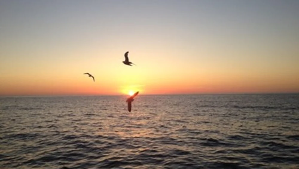 Una puesta de sol desde el mar Una puesta de sol desde el mar