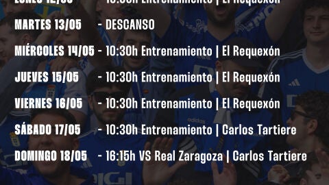 12-5 Plan de trabajo del Oviedo semana 12-8 de mayo