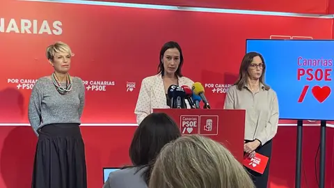 Elena Mañez, Nira Fierro y Marta Arocha del PSOE en una rueda de prensa Elena Mañez, Nira Fierro y Marta Arocha del PSOE en una rueda de prensa