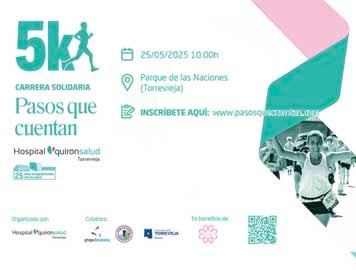 Torrevieja acoge la Carrera Solidaria '5K Pasos que Cuentan' de Quirónsalud en apoyo a AFECÁNCER el domingo 25 de mayo Torrevieja acoge la Carrera Solidaria '5K Pasos que Cuentan' de Quirónsalud en apoyo a AFECÁNCER el domingo 25 de mayo