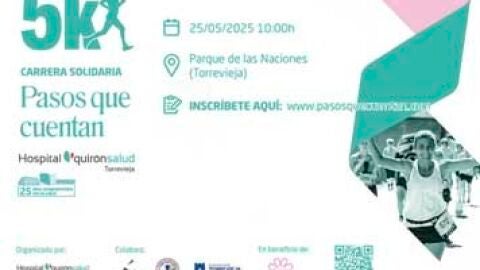 Torrevieja acoger&aacute; la Carrera Solidaria '5K Pasos que Cuentan' de Quir&oacute;nsalud en apoyo a AFEC&Aacute;NCER el domingo 25 de mayo de 2025