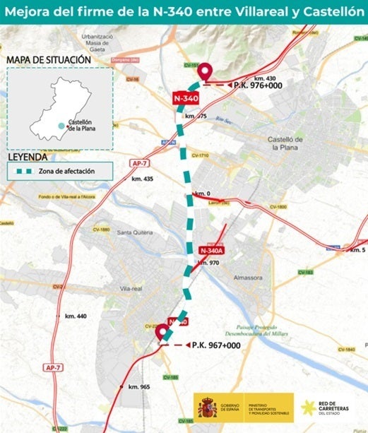 Transportes inicia los trabajos de mejora en la carretera N-340 entre Vila-real y Castelló de la Plana Transportes inicia los trabajos de mejora en la carretera N-340 entre Vila-real y Castelló de la Plana