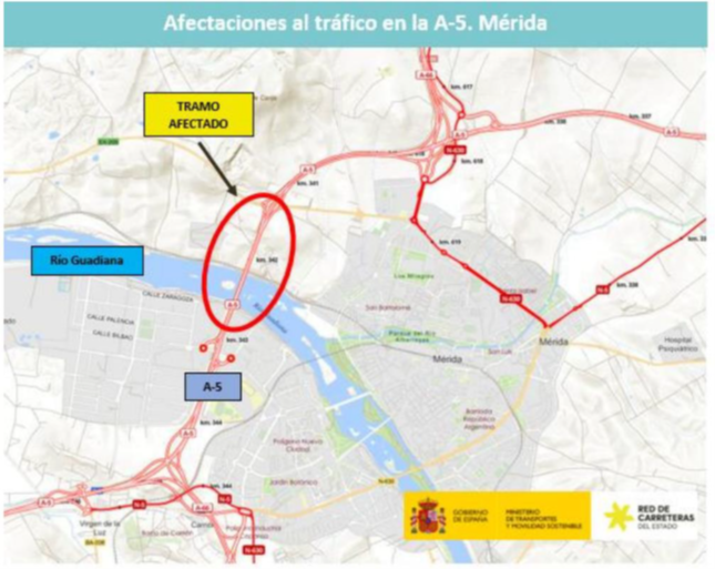 Las obras en la A-5 provocaran el jueves cortes de tráfico en la calzada sentido Badajoz Las obras en la A-5 provocaran el jueves cortes de tráfico en la calzada sentido Badajoz