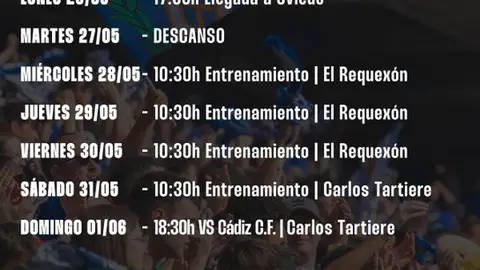 Plan de trabajo del Real Oviedo semana del 26 al 31 de mayo Plan de trabajo del Real Oviedo semana del 26 al 31 de mayo