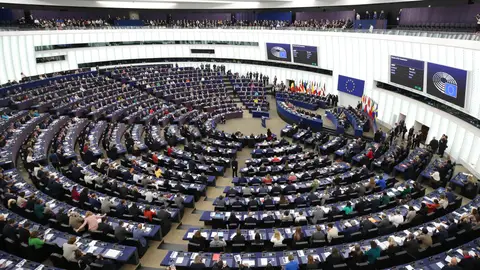 Imagen de archivo de una votación en el Parlamento Europeo Imagen de archivo de una votación en el Parlamento Europeo