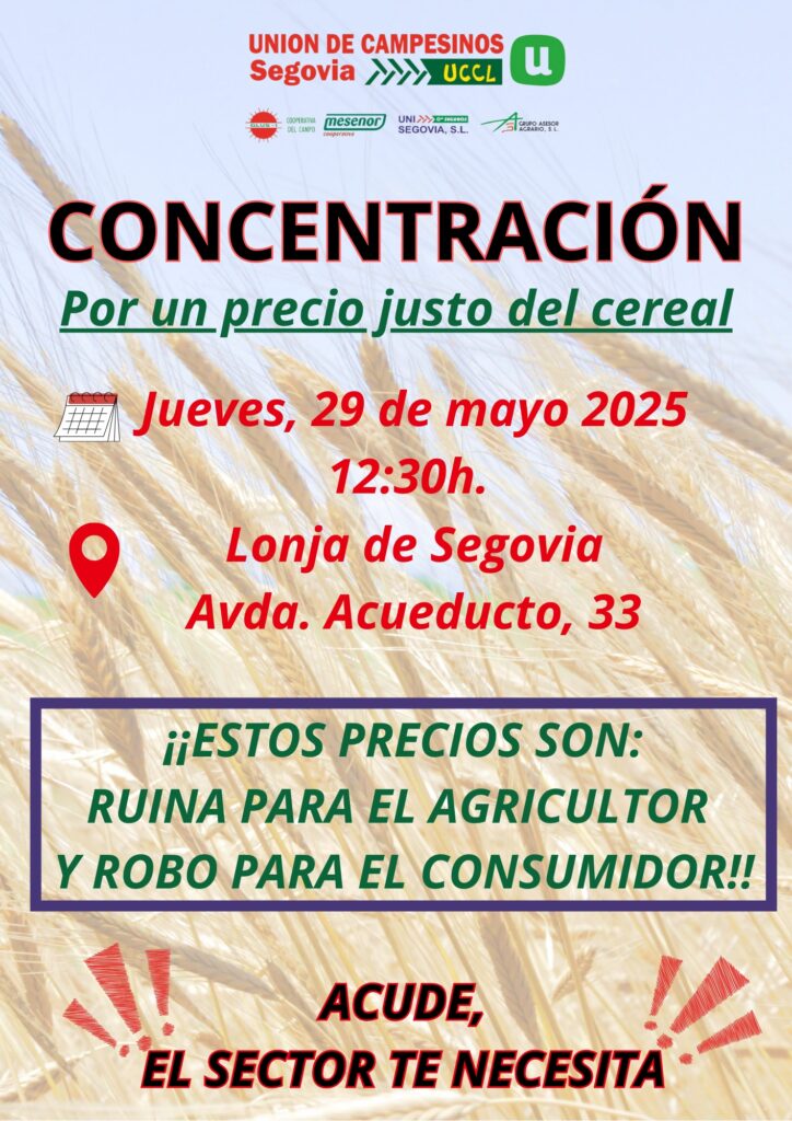 La UCCL convoca una concentración mañana jueves a las puertas de la lonja para protestar por los bajos precios La UCCL convoca una concentración mañana jueves a las puertas de la lonja para protestar por los bajos precios
