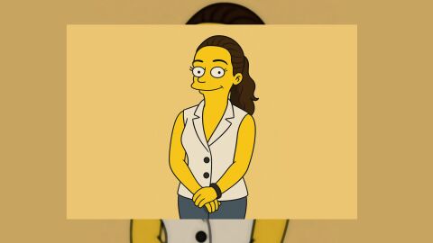 Dibujo de la doctora Lorena Hidalgo al estilo Simpson