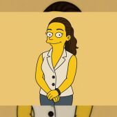 Dibujo de la doctora Lorena Hidalgo al estilo Simpson