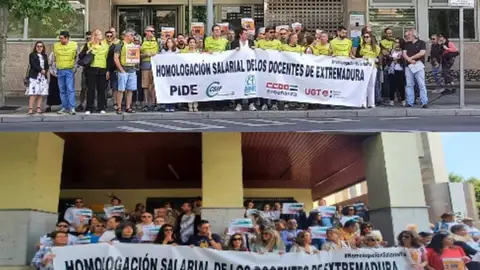 Concentraciones de los sindicatos en Cáceres y Badajoz para pedir la homologación salarial de los docentes Concentraciones de los sindicatos en Cáceres y Badajoz para pedir la homologación salarial de los docentes